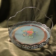 VINTAGE FLORAL CHROME & GLASS