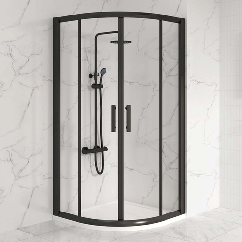 Matt black quadrant shower - black,