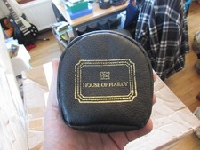 excellent small medium black leather bag pouch hardy trout fly fishing reel