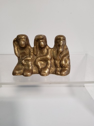 Vintage brass wise monkeys - brass, 3