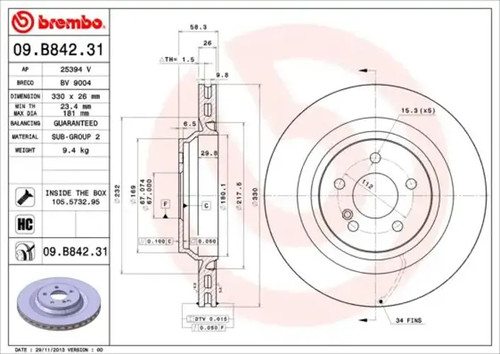 Brake disc internally - 2x,