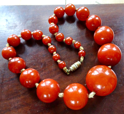 Antique art deco orange amber - deco,