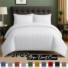 100% Egyptian Stripe Duvet Cover Bedding Cover Set Single Double King Pillowcase