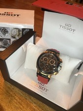 Tissot T-Race Chronograph T048417A Black & Gold-Tone 45mm Red Strap Sport Watch