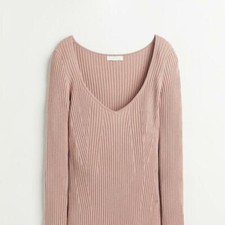 H&M old rose rib-knit dress