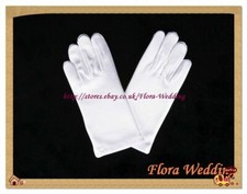 WHITE SATIN SHORT GLOVE Holy Communion/Child Christening/Flower Girl/Bridesmaid