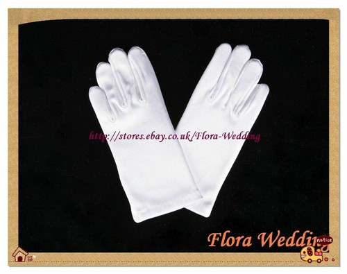 White satin short glove - white,