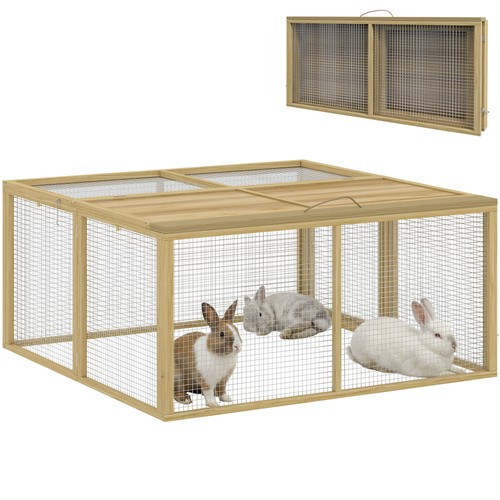 Pawhut rabbit hutch folding - rabbit,