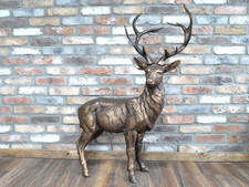 Majestic Bronze Standing Stag Garden Ornament – Grand Resin Reindeer Decoration