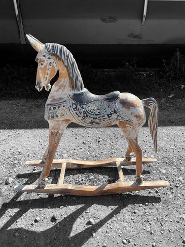 Antique hand painted rocking - painted,