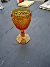 Amber Glass Rummer Hobnail Design Pressed Glass Made In Northern England?