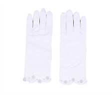 Satin Girl's Short Fingered Communion/Pageant Glove,Wrist Length with Pearls