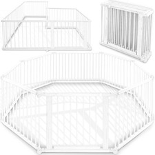 Wooden Baby Playpen White XXL