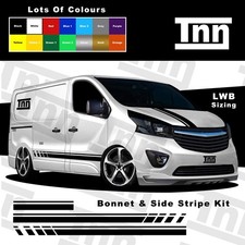 Stickers for Vauxhall Vivaro LWB MK1 MK2 MK3 Bonnet Side Stripes Van Graphics
