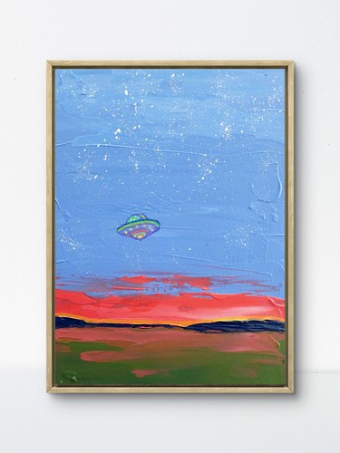 Original ufo painting retro - painting,