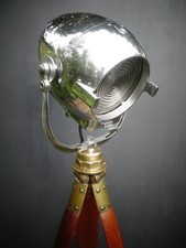 Fully restored vintage Strand PATT 123 theatre lamp on vintage wooden tripod