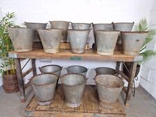 Vintage Rustic Reclaimed Riveted Galvanised Fire Bucket Garden Planter Tub
