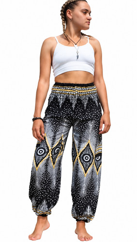 Black harem pants women boho - harem,