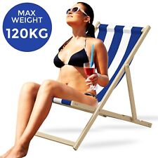 Wooden Deck Beach Folding Chair Lounger Sunbed Garden Seaside Beach Chairs Seat
