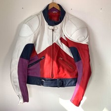 Hein Gericke Motorcycle Jacket Size 54 Leather Red Blue Vintage 90s 00s 