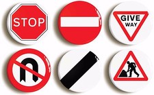 UK ROAD SIGNS FUNNY BADGE