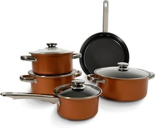 Carter & Clay Black 9 Piece Non-Stick Cookware Set Black/Grey/Copper/Rose Gold