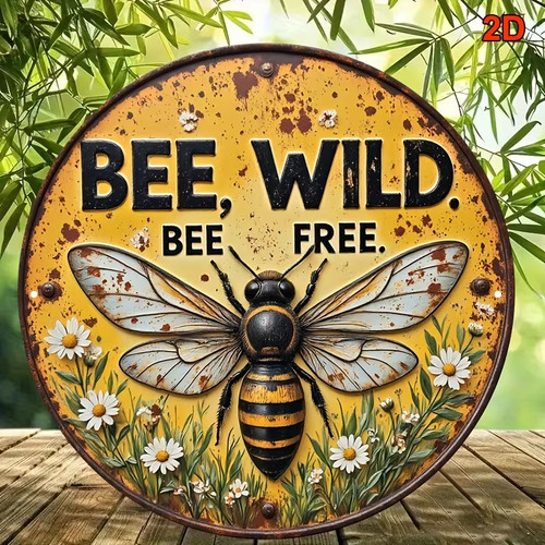 Bee metal sign garden fence - bee,