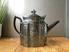 RARE EARLY 19TH CENTURY BLACK BASALT NEOCLASSICAL LEAVES TEAPOT CASTLEFORD STYLE