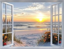 TISHIRON DIY Paint by Numbers for Adults with Brushes Sand, Grass, and Ocean Wav