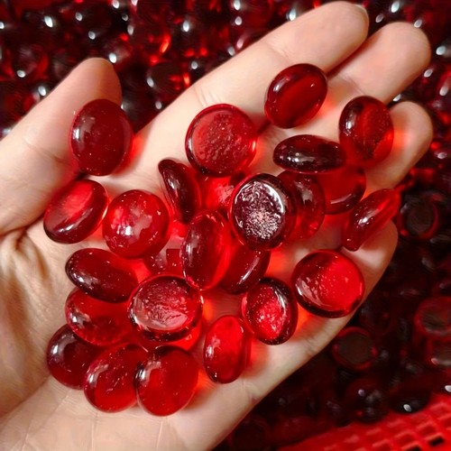 Flat glass marbles vase - flat,