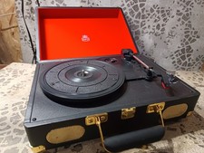 GPO Soho Suitcase Record Vinyl Player - Black & Red Felt - Unit Only 