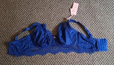 NEW * BOUX AVENUE ~ ALISA * DEEP BLUE LACE UNDERWIRED LONGLINE BRA 34FF (RRP £36