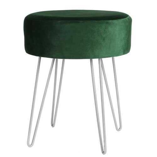 Round velvet footstool ottoman - round,