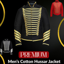 Mens Hussar Jacket Steampunk Napoleon Military Drummer Parade Jackets Unisex