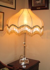 Pair Vintage Tall Laura Ashley Cut Crystal Paloma Table/Bedside Lamp Bases
