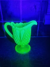 19th CENTURY DAVIDSON VASELINE URANIUM PEARLINE GLASS JUG - 12cm Tall