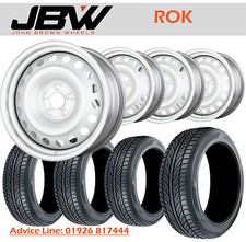 8"x18" JBW ROK SILVER STEEL WHEELS+TYRES TO SUIT VW T4 TRANSPORTER SET OF 4