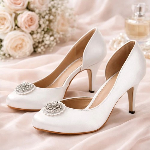 Woman satin bridal shoe - woman's, 4"