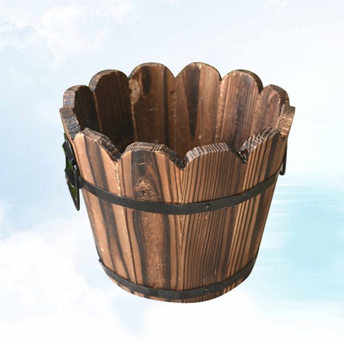Wood carbonized flower pot - wood,