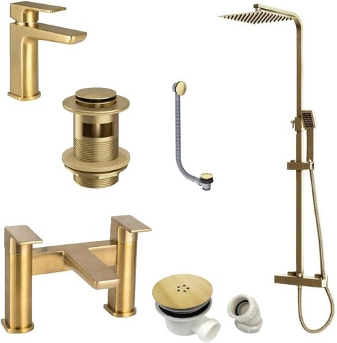 Brushed brass shower - brass, kit