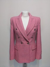 Zara Pink Textured Weave Tweed Blazer Jacket Size XS