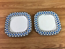 2 x Chequers JHW & Sons Hanley Royal Falcon Ware Square Side Plates 