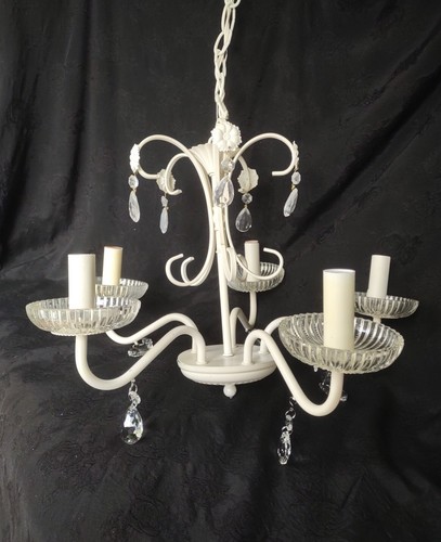 Tole chandelier floral white - chandelier,