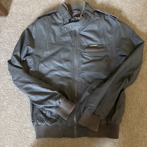 Superdry grey leather jacket - superdry,