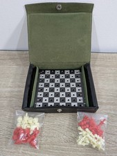 Vintage 2 in 1 Chess & Draughts Travel Pocket Set Made In England 