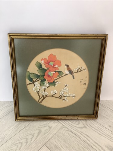 Vintage asian painting silk - asian,