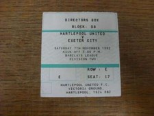 07/11/1992 Ticket: Hartlepool