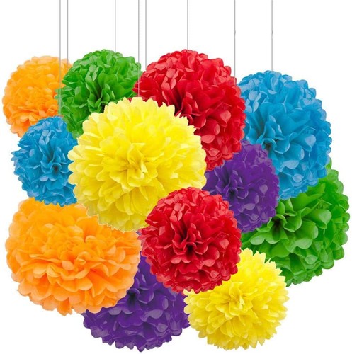 Paper pom poms - &,