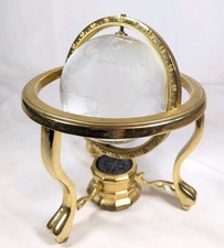 Gemstone World Globe On Brass Coloured Stand With Compass
