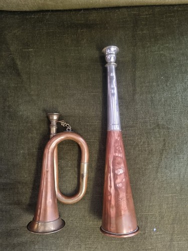 Antique hunting horn copper - antique, &